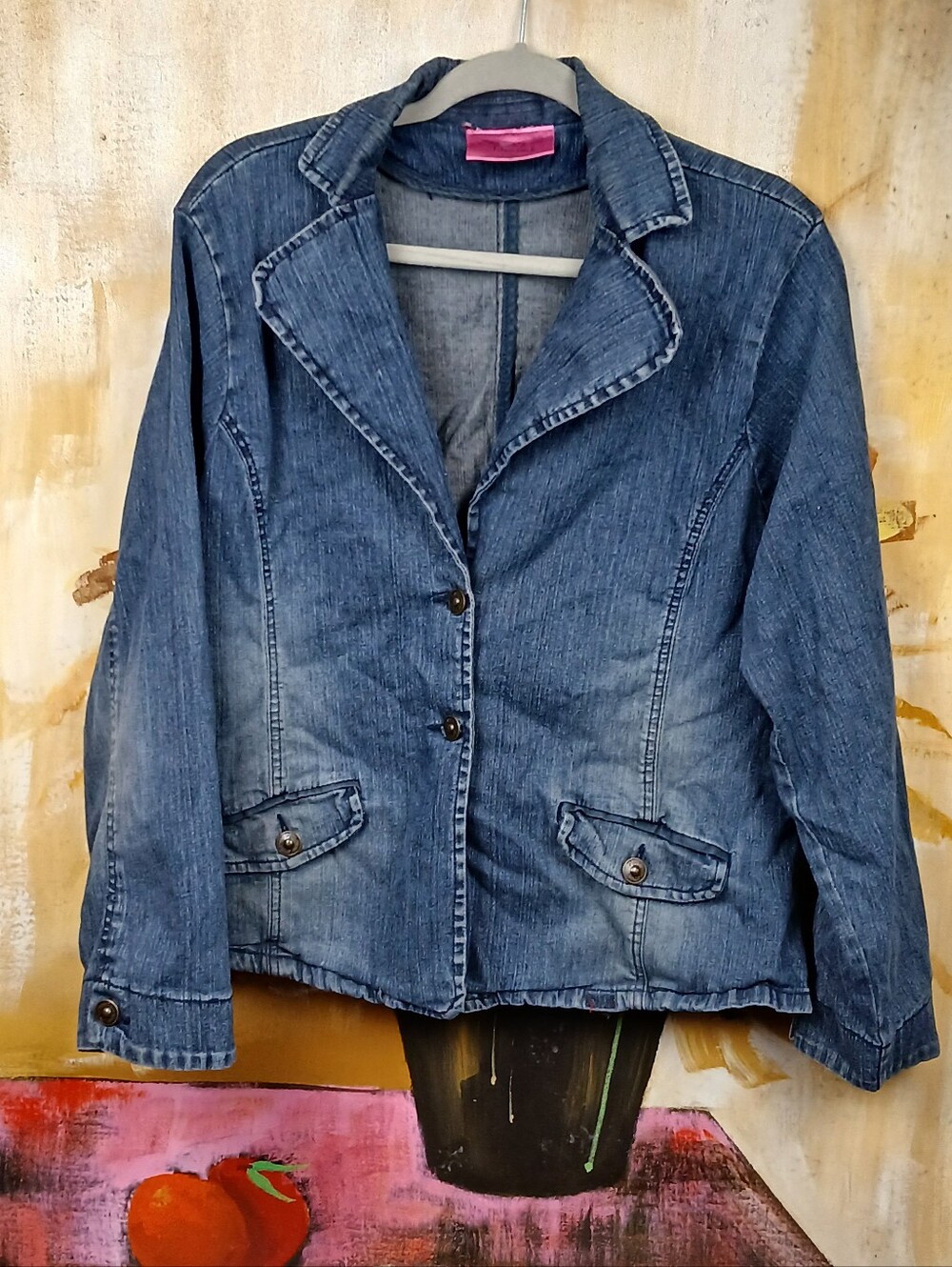 Carol's Denims Blue 100% Cotton Button Up Denim Blazer Jacket 2XL